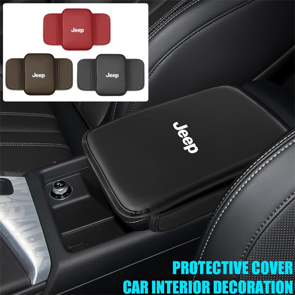 Car Arm Rest Cushion Storage Pad Armrest Box Protective Cover For Jeep JPB Renegade Wrangler jk Compass Grand Cherokee Gladiator AJP1