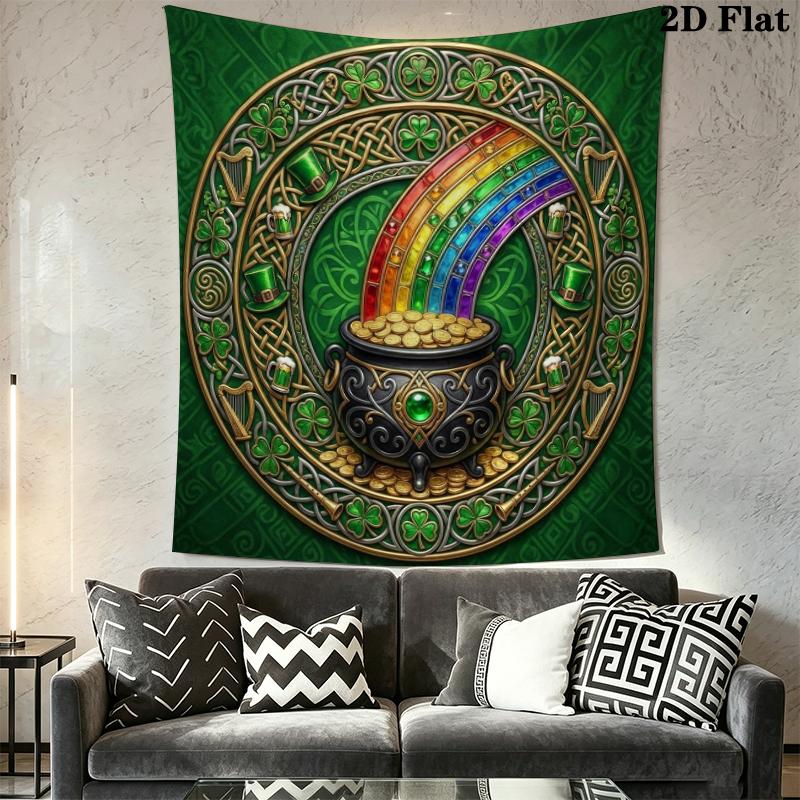 St. Patrick's Day Wall Tapestry Aesthetic Wall Hanging Printed Fabric Blanket Decorative Tapestries for Bedroom Living Room Home Decor