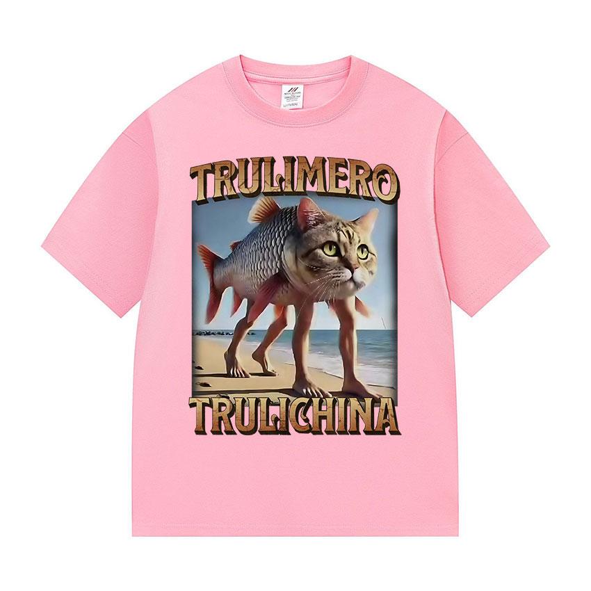 Trulimero Trulichina Funny Cat Fish Meme T Shirts Unisex Unisex Summer High Quality Cotton Tshirt Retro Oversized Short Sleeve Tees