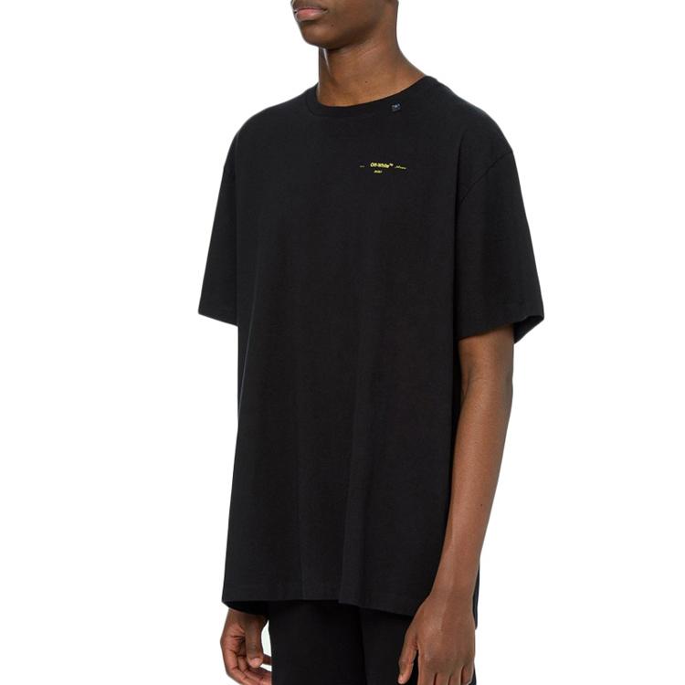 Off-White Свободная футболка с короткими рукавами и брызгами краски, мужские топы, желтый, черный OMAA038F191850101060