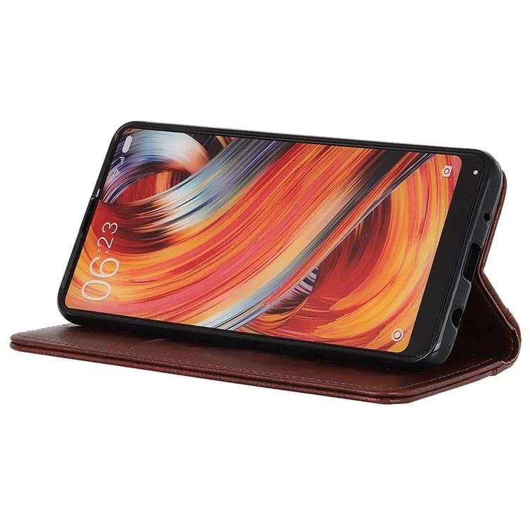 Для iPhone 16 Pro Max чехол из спилковой кожи с магнитным механизмом и автоматическим закрытием - коричневый