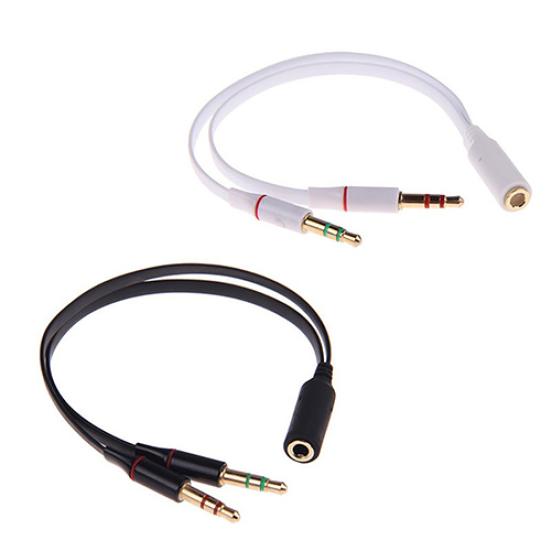 3.5mm Audio Mic Y Splitter Cable Headphone Adapter Female Fo 2 Male Adapter