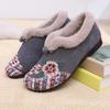 New Cotton Shoes for Women, Thickened with Fleece and Flat Embroidered Shoes, One-step Shoes