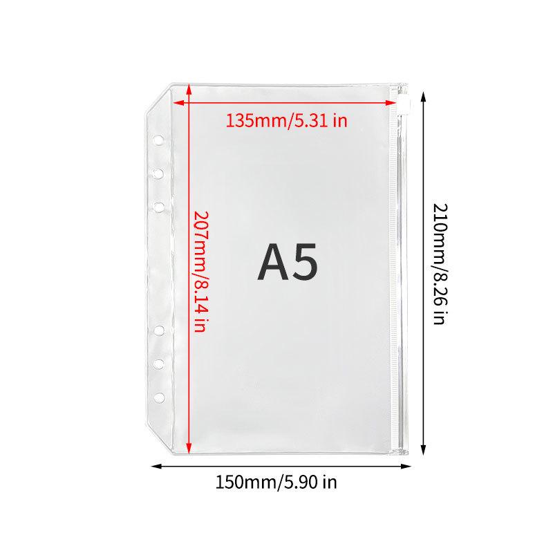 Прозрачная ПВХ обложка для планера формата A5/A6 на кольцах с кнопкой и разноцветным металлическим клипом на шесть отверстий