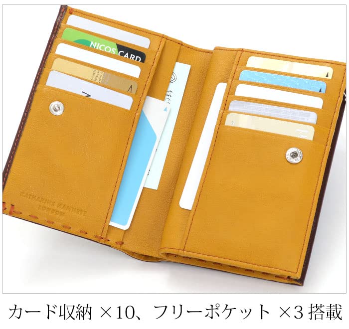 Бумажник Hamnett Bifold Color Tailored 2 из высококачественной отечественной антикварной кожи Kip среднего размера, черный [Catherine London] (Телячья кожа)