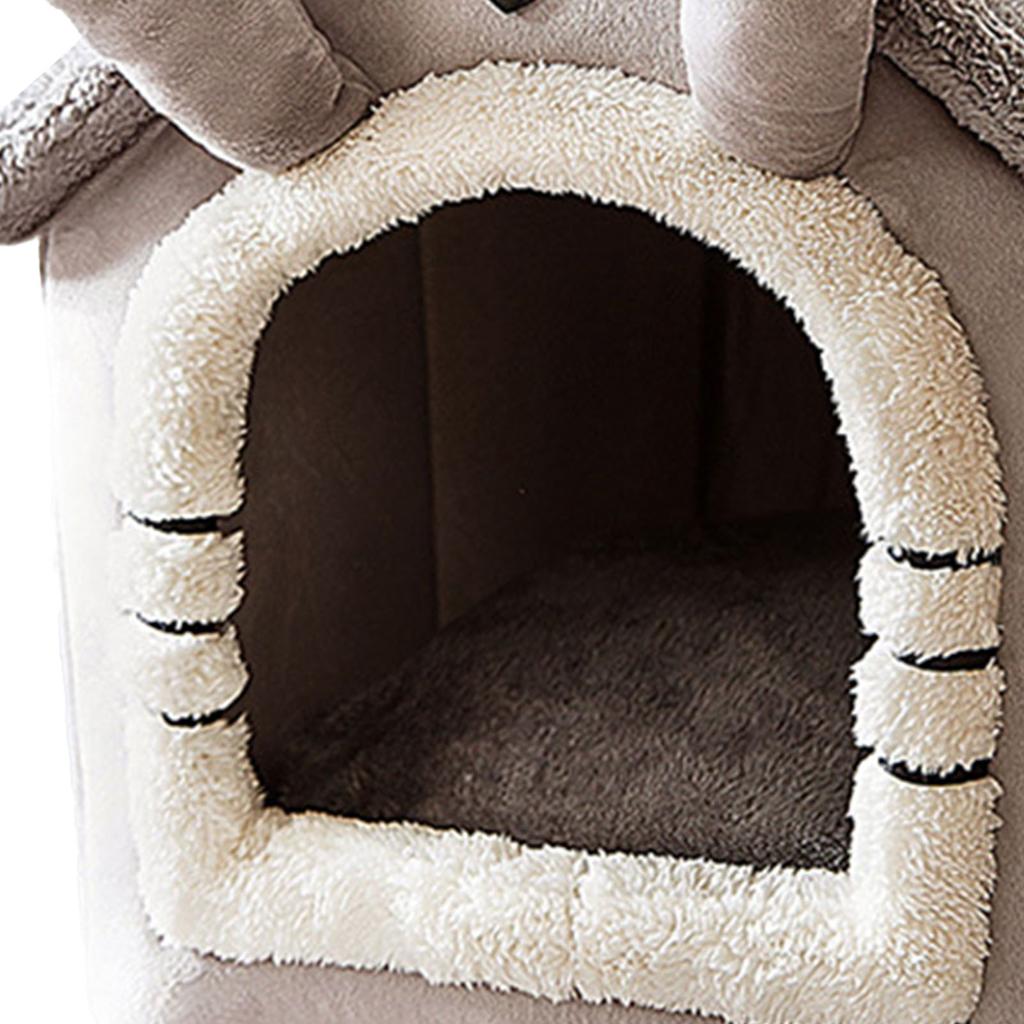 Small Dog House Warm Detachable Washable Triangular Roof Furry Indoor Sleeping Bed for Cat Pets