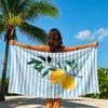 Lemon Branch with Blue Stripes Quick Drying Bath Towel Microfiber beach towel light weight swimming camping yoga beach out