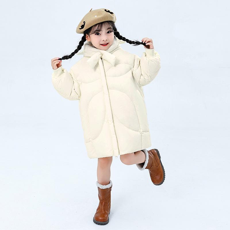 Пуховик для девочек средней длины, плюшевый и утолщенный, модное зимнее теплое пальто для маленьких девочек