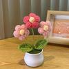 1PC Handmade Weaving Mini Potted Flowers DIY Home Office Desktop Decoration Potted Plants Wool Home Decoration
