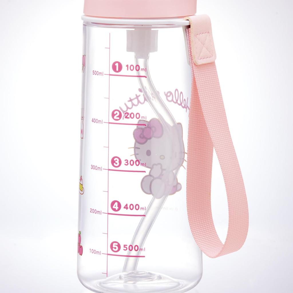 Бутылка-поилка для скейтера, прозрачная, с Sanrio Hello Kitty PSHPO668145, с кнопкой, 630 мл, для детей, ремешок, дизайн,