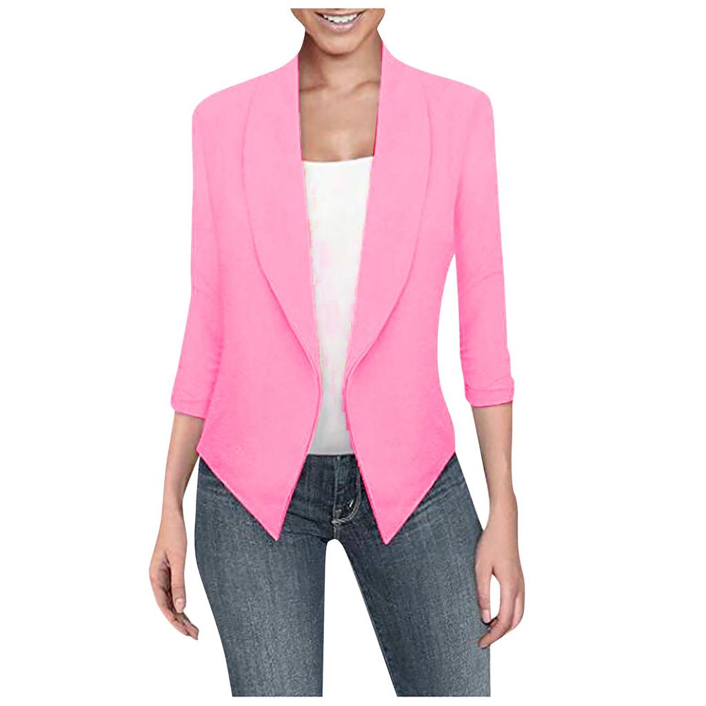 Женский Тонкий Женский Пиджак с Лацканами и Длинными Рукавами, Костюм, Приталенный Кардиган, Повседневные Топы
