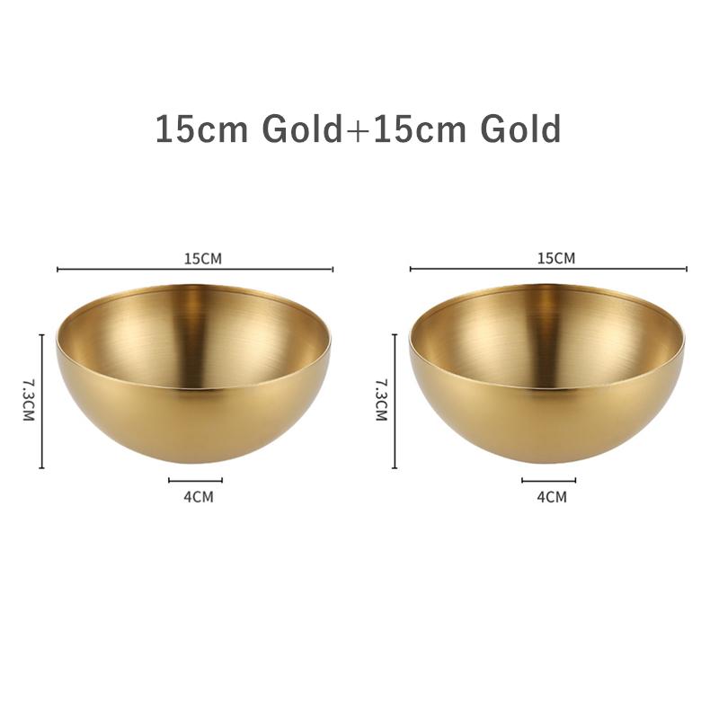 2 шт., нержавеющая сталь, миска для салата из лапши, серебряная, золотая, кухонная, фруктовая, миска для рамена, контейнер для смешивания яиц, корейская посуда 15/20 см