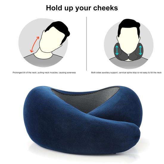 Travel Neck Pillow Aircraft Memory Foam Neck Support Cushion Adjustable Ergonomic Design Washable Neck Support Pillow