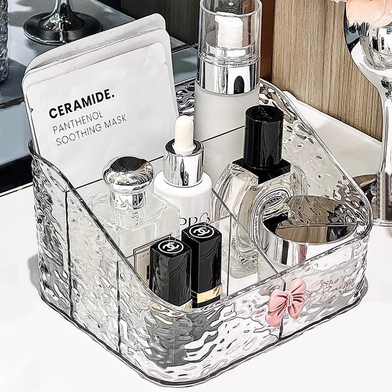 Роскошный ящик для хранения косметики с волнистым узором: Трапециевидный органайзер для кистей для макияжа, помад и теней для век