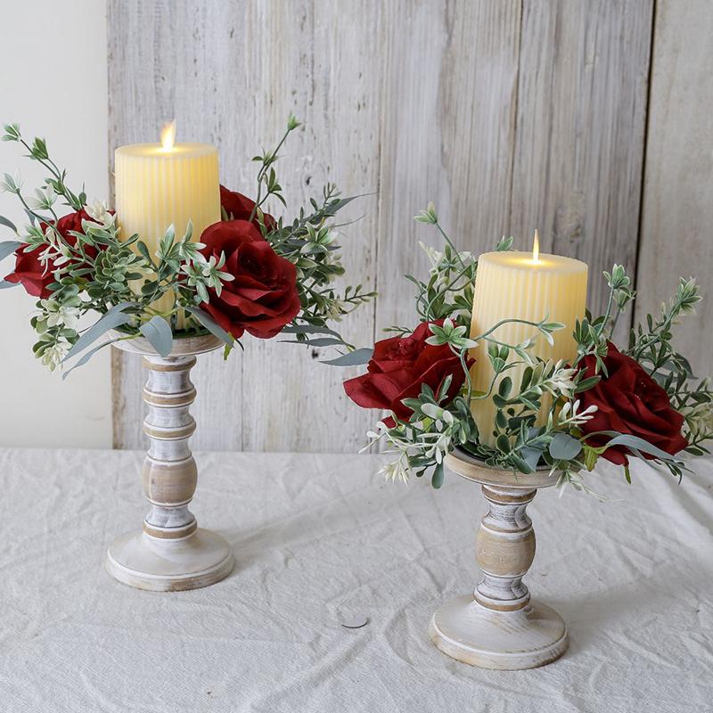 25см Сценическая Свеча Декорация на День Святого Валентина Вечеринка Мини Венок Благородный Домашний Декор Украшения для Стола Многоцветный