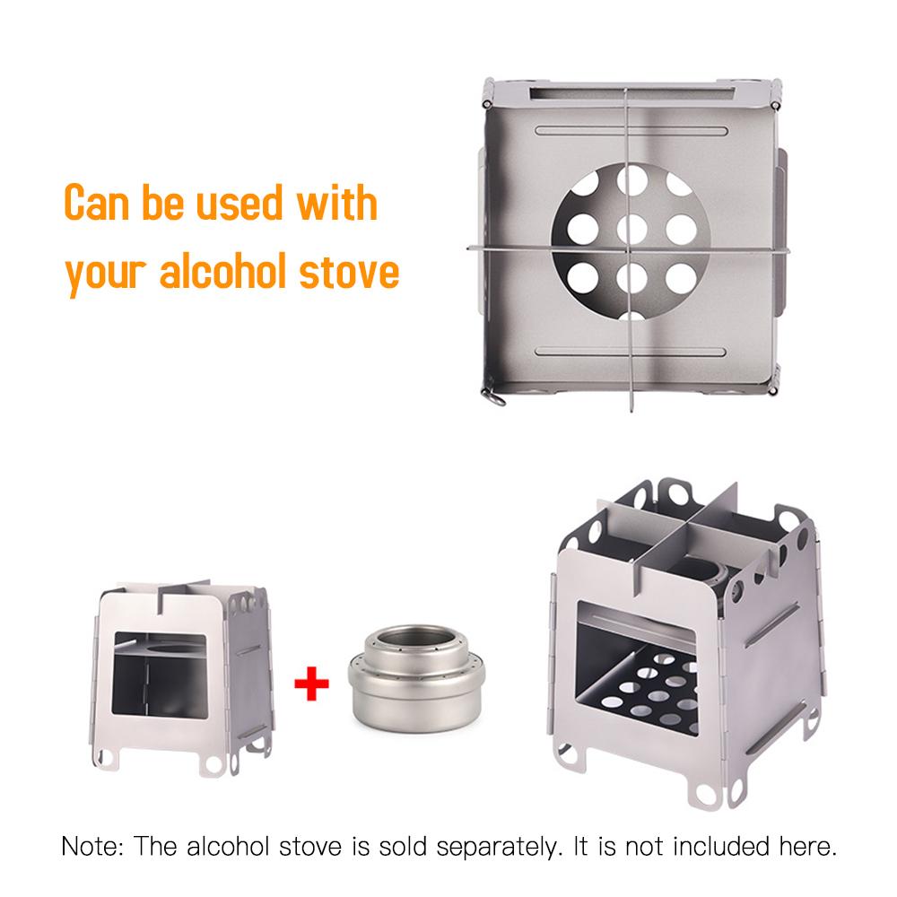 Lixada Портативная походная титановая плита, легкая складная дровяная печь, карманная уличная плита