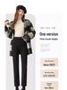 Women's Winter Velvet Cigarette Pants - High Waist, Slim Fit, Elastic, Thickened, Nine-Point Straight-Leg Jeans for Autumn and Winter 2025.