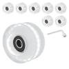 PATIKIL Roller Skate Wheel Set 8pcs 58mm 82A Light Up Skateboard Cruiser Wheel Set with Bearing Track Tool Kit for Outdoor Double Row Skating White