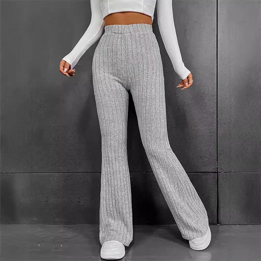 Весенние и осенние женские модные повседневные однотонные брюки Micro Slim с высокой талией