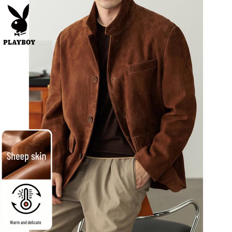 PLAYBOY Мужская винтажная куртка из замши и овчины