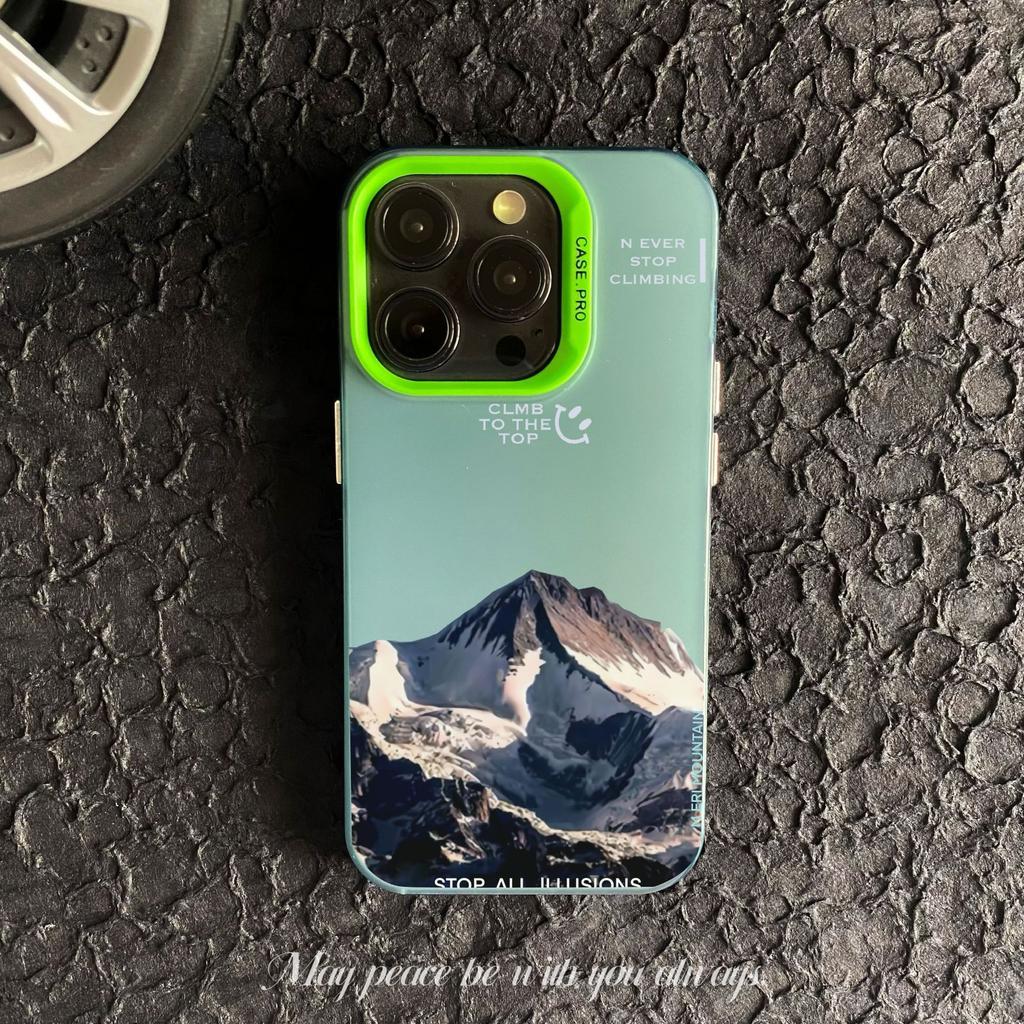 Snow Mountain Scenery iPhone 16 Pro Max Phone Case, New Color Silver 15/14mm Personalized IMD Drop-Proof Case 13