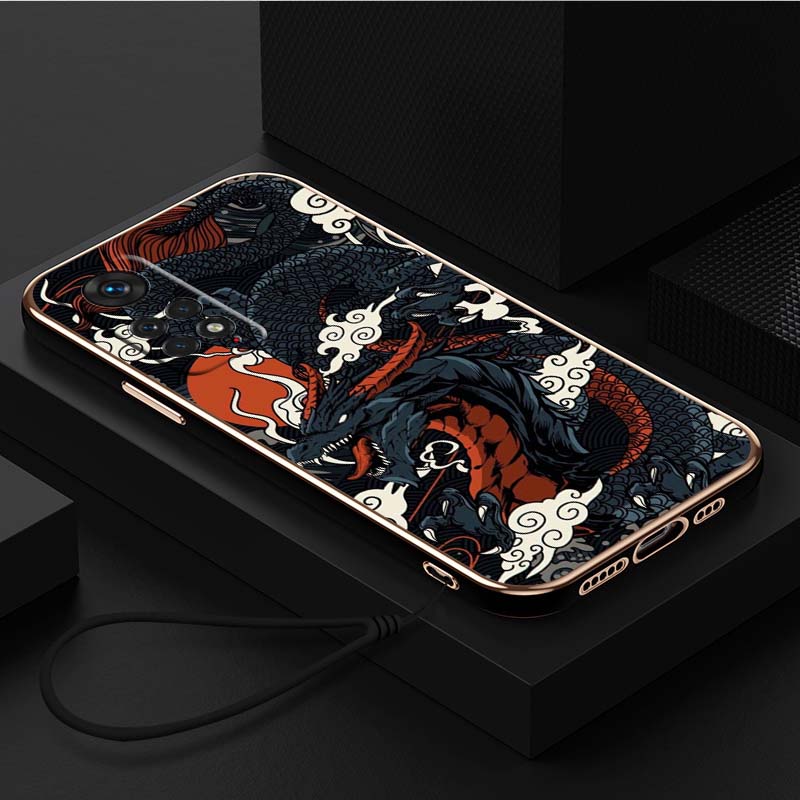 Роскошный чехол для телефона из ТПУ с ремешком для Xiaomi Poco F1 F3 F4 F5 M3 M4 M5 X3 X4 X5 PRO 11 Lite 11T 12T 13T чехлы A33 Чехол с дизайном дракона