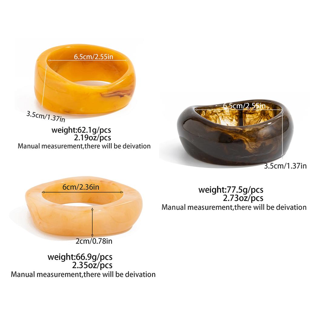 Ingemark 3 Styles Exaggerated Resin Chunky Bangles for Women on Hand 2025 New Fashion Wide Thick Arm Bracelets Y2K Jewelry Gift