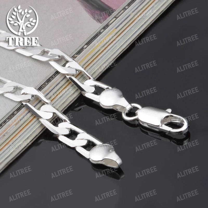 925 Sterling silver Bracelet Sideways Silver Bracelet 4MM 6MM 8MM 10MM 12MM Bracelet Men Women Jewelry