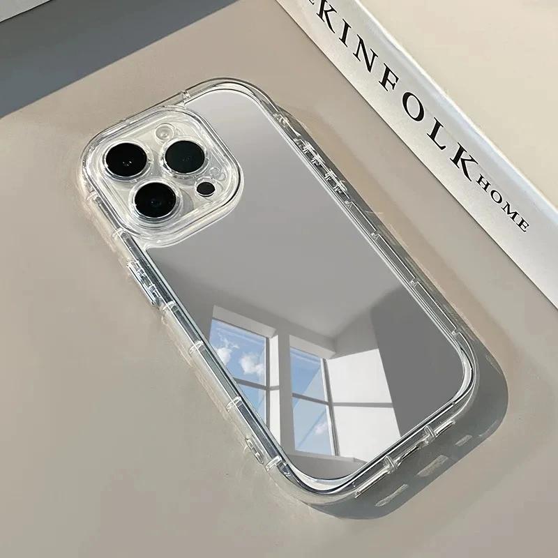 Модный зеркальный ультратонкий мягкий чехол для iPhone 15 14 13 16 Pro Max 12 11 X Xr Xs 7 8 Plus, для макияжа, с подушкой безопасности, ударопрочный