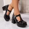 Women Pumps Designer Platform Mary Jane Shoes for Women Fashion Elegant Double Buckle Thick Heel Shoes Party High Heels Shoes
