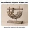 Wooden Sculpture with Metal Stand Rustic Tabletop Ornament Contemporary