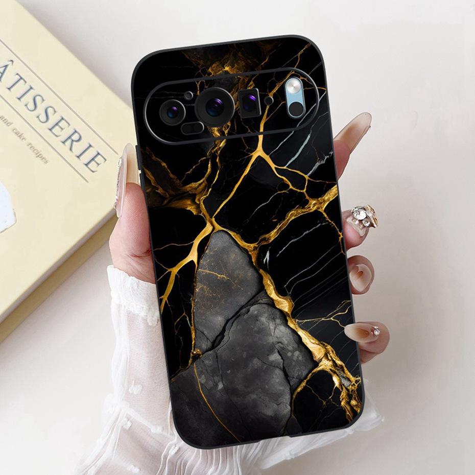 Beautiful Floral Painting Phone Case For Google Pixel 9 Pro 9A Black Silicone Soft Cover For Google Pixel9 9A 9Pro Cases Bumpers