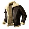 Men's Natural Shearling Thickened Warm Sheepskin Coat B3 Air Force Pilot Leather Jacket Brown European Size Winter Coat