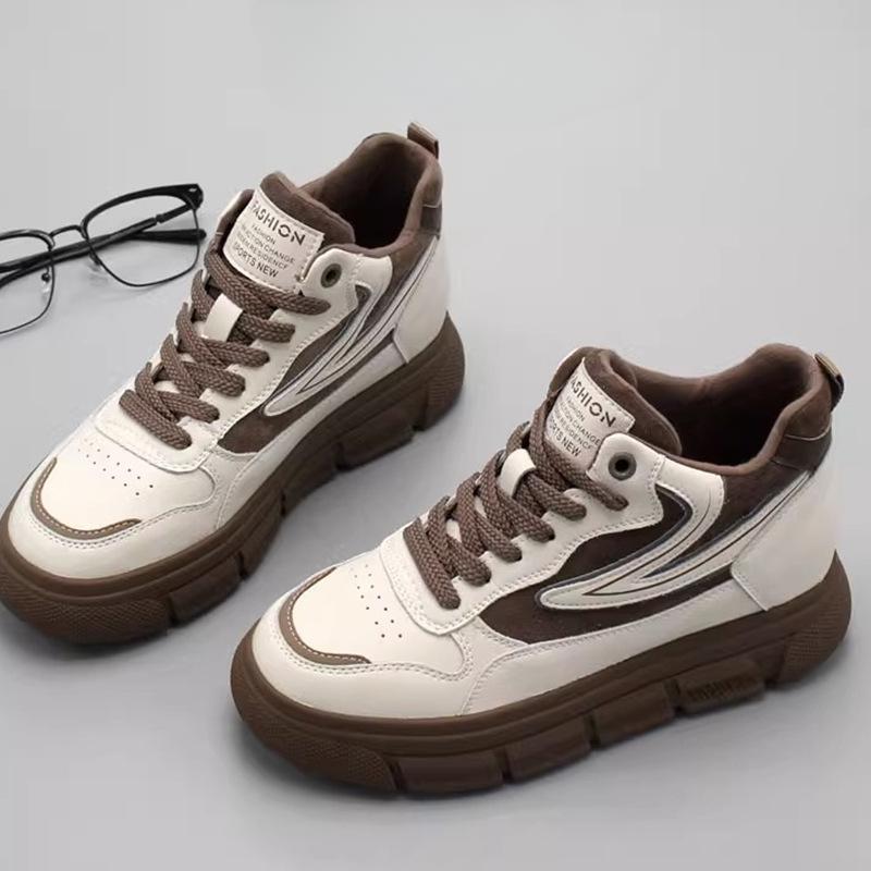 Студенческие высокие туфли, кроссовки, женская повседневная обувь, весенние новые бархатные универсальные туфли на платформе белого цвета для женщин