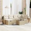 vidaXL 7-piece Garden Sofa Set with Cushions Beige Poly Rattan 3360522