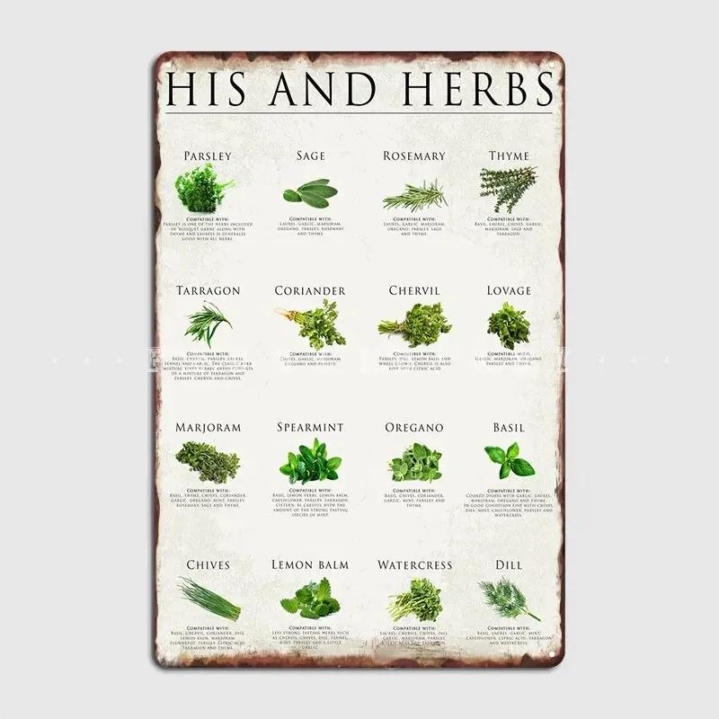 His And Herbs Metal Sign Club Home Pub Garage Design Plates Tin Sign Poster