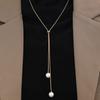 Long Pull Adjustable Pearl Necklace, High-End Design, Simple Collarbone Chain, 1 Neck Chain.