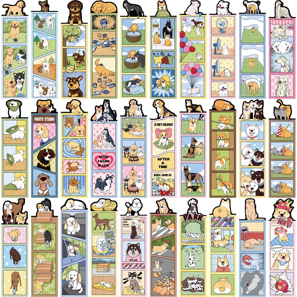 30 Cartoon Dog World Bookmarks Simple Hand Account Creative Materials Ins Reading Paper Bookmarks Can Be DIY