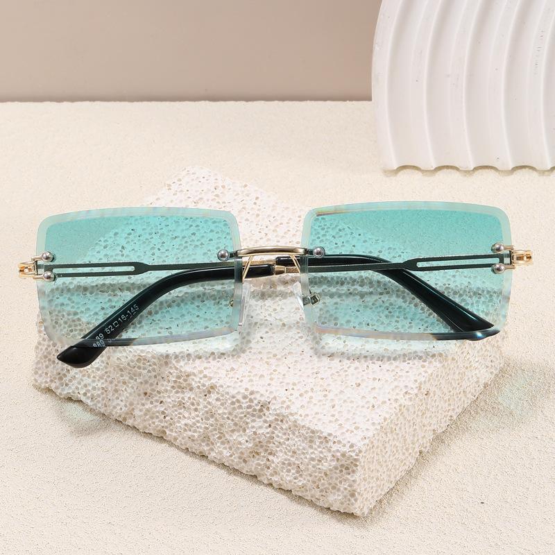 Солнцезащитные очки квадратной формы для женщин, безободковые, с обрезанным краем, антибликовые, мужские солнцезащитные очки, европейско-американские солнцезащитные очки для женщин