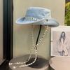Big Brimmed Denim Bucket Hat Letter Sunscreen Hat Retro Jeans Fisherman Hat  Travel
