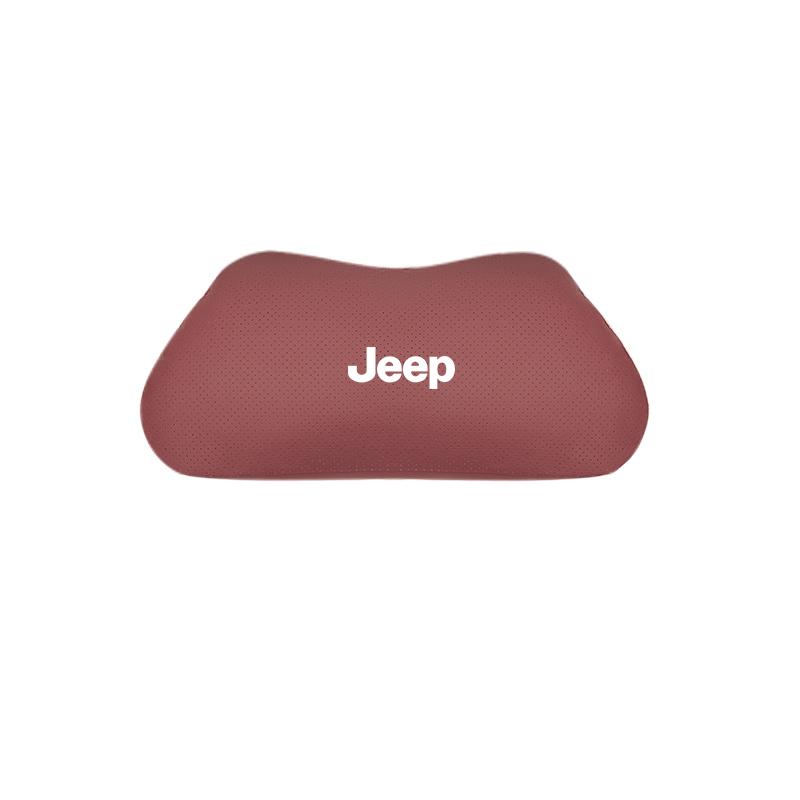 Leather Car Neck Headrest & Lumbar Support Pillow Soft Waist Valve Stem For Jeep Renegade Wagoneer Avenger Recon Wrangler JK KUBEL1