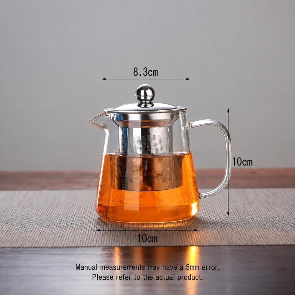 High Borosilicate Glass Teapot Heat Resistant Large Capacity Clear Glass Tea Maker with Stainless Steel Infuser Coffee Tea Pot