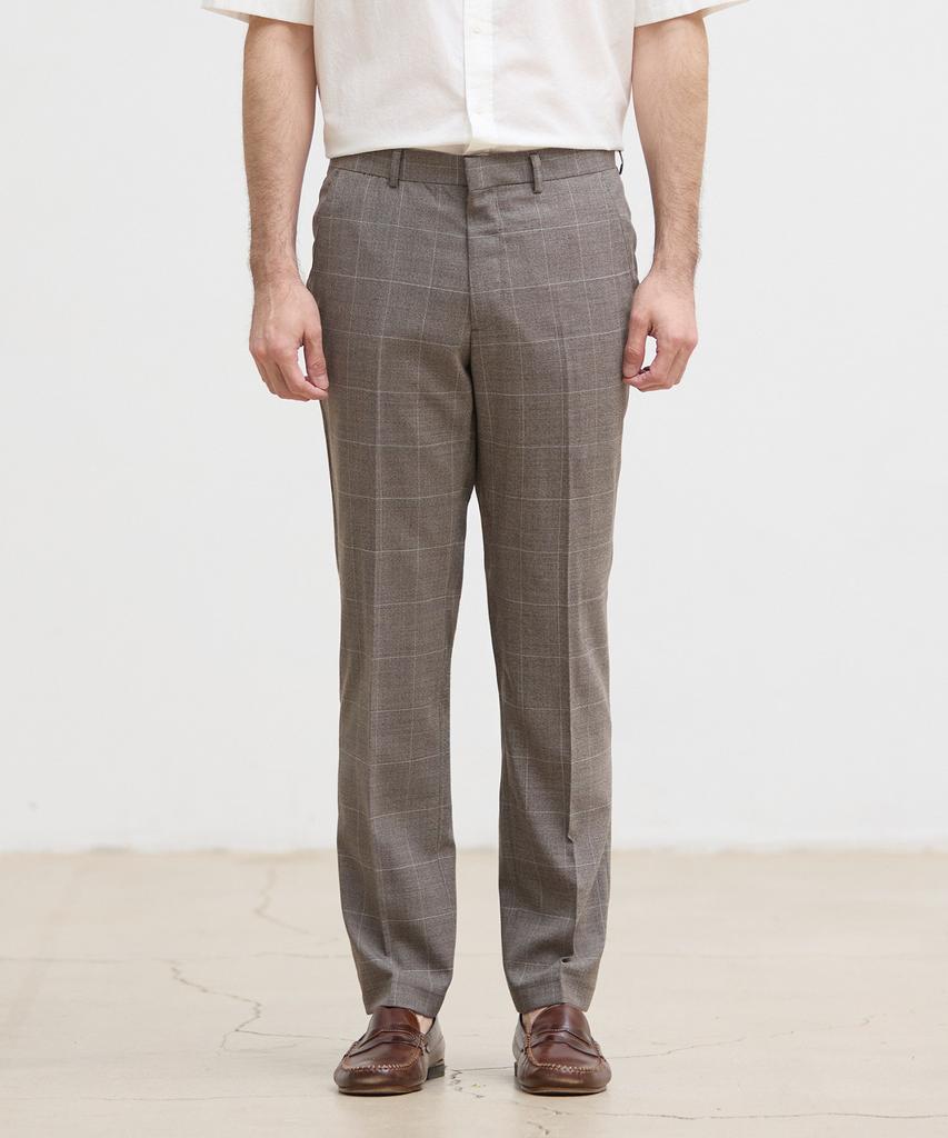 STCO Extra Fine Wool 30 Summer Formal Pants_Beige Check (Classic Fit)_Sslub55Ccd