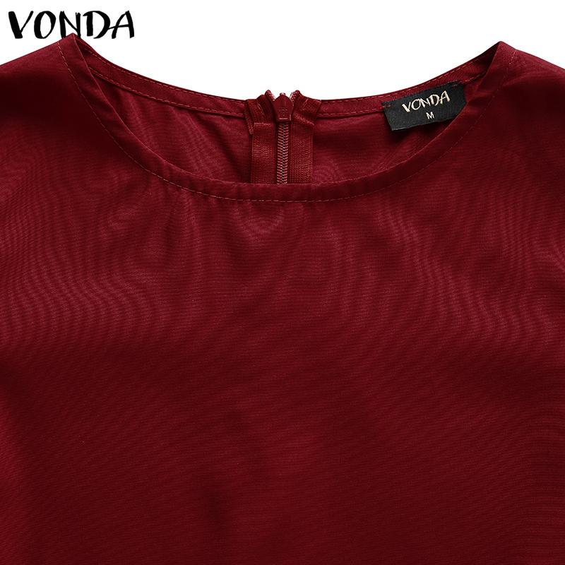 VONDA Женские летние платья-трапеции с круглым вырезом и коротким рукавом