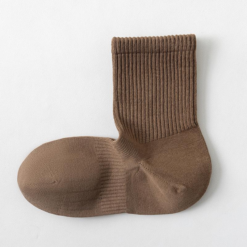 Женские осенне-зимние носки до середины икры, хлопковые носки с прямым углом, однотонные спортивные бесшовные длинные носки до икры, полностью хлопковые носки