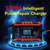 12V Автомобильный Мотоциклетный Зарядник Аккумулятора Интеллектуальное Импульсное Восстановление с ЖК-Дисплеем Инструмент для Зарядки и Обслуживания Автомобильного Аккумулятора