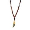 Boho Ethnic Jewelry Lucky Gift Party Mala Wood Bead Buddhist Horn Fish Pendant Nepal Necklace