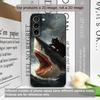 Забавный абстрактный чехол для телефона с акулой и черной кошкой для Samsung Galaxy S24+ S25 S23 Ultra S22 Plus S21FE M53 M34 M55 5G Матовый мягкий чехол