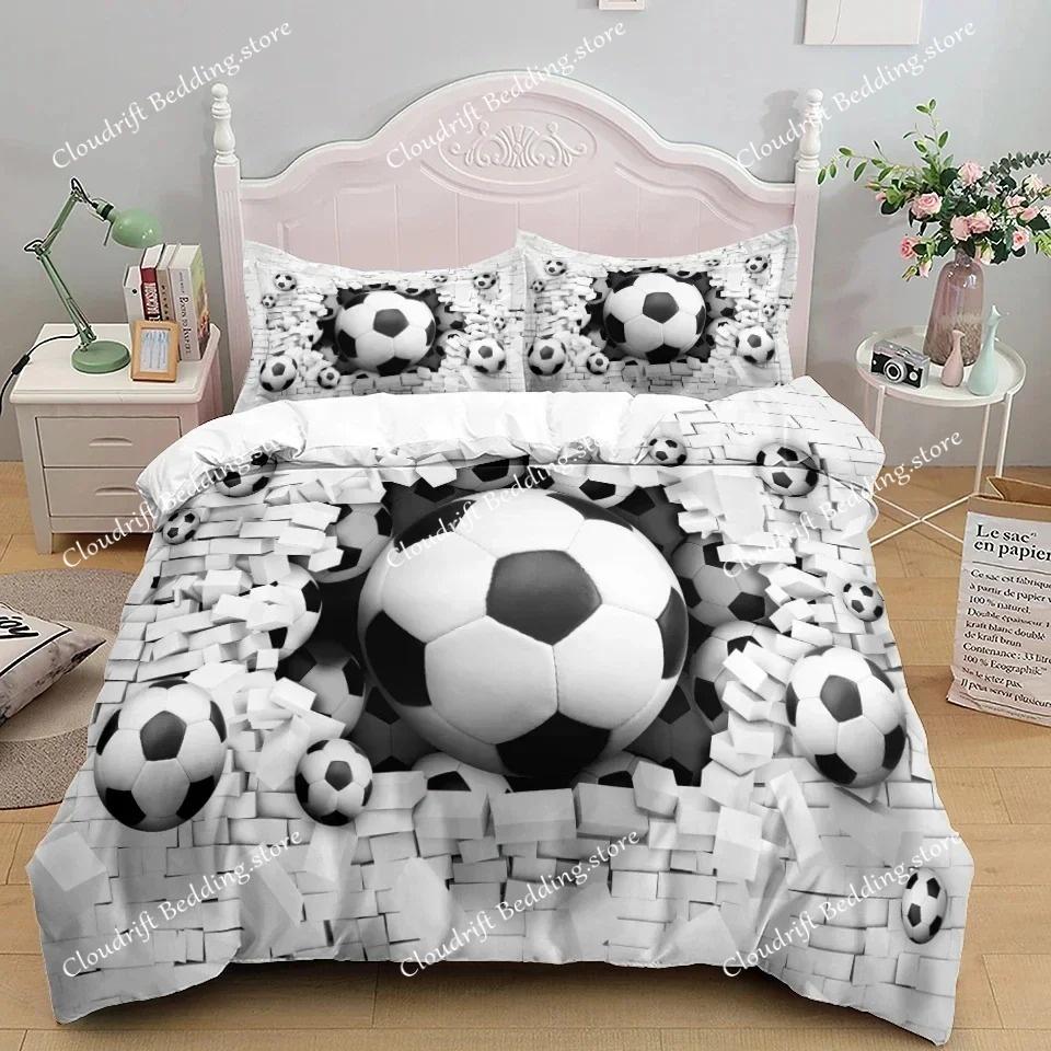 Football Duvet Cover Set 3D Soccer Printed Boys Teens Bedding Set Sports Theme Double Queen King Size Comforter Cover