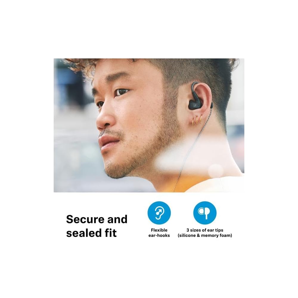 Sennheiser IE 200-inch In-Ear Audiophile Headphones - TrueResponse Transducers, Neutral Sound, Impactful Bass, Detachable Braided Cable, Flexible Ear